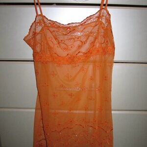 victoria’s secret orange floral lace slip dress